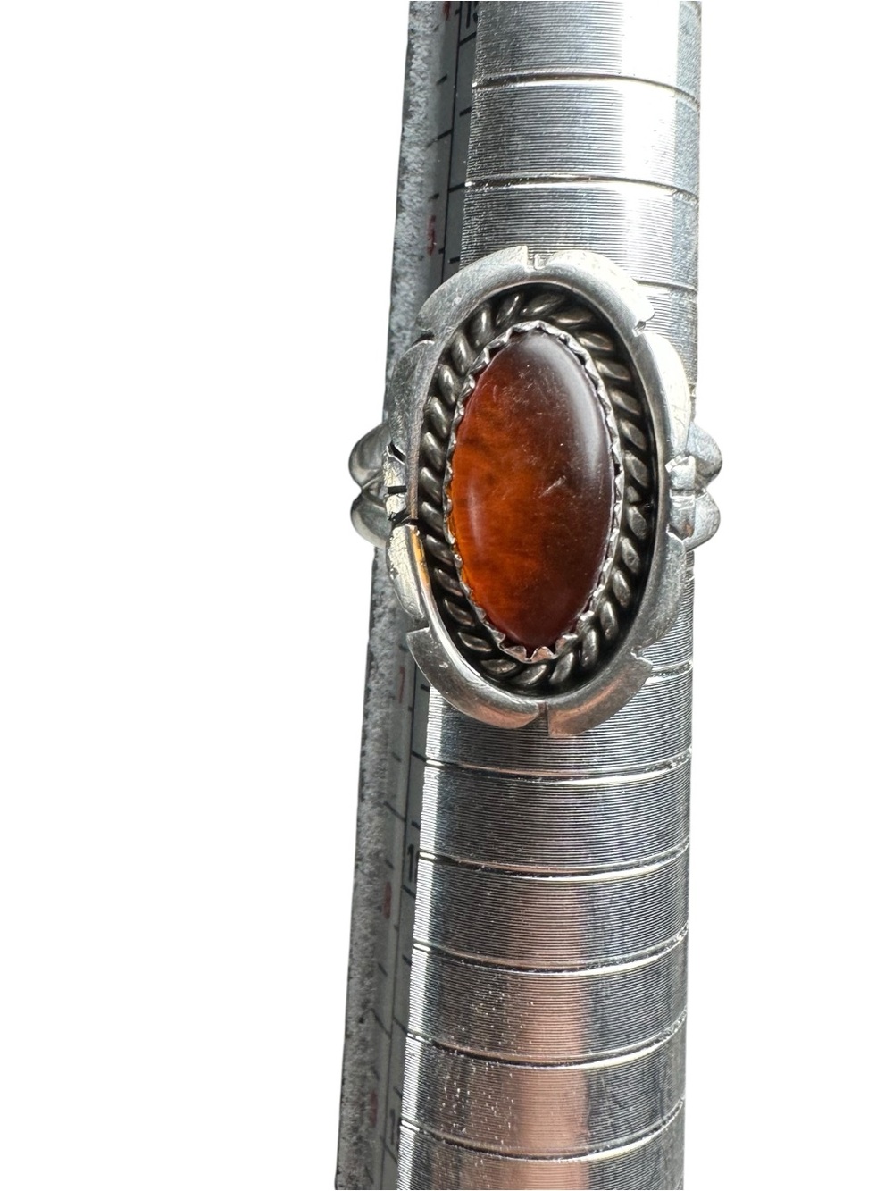 Vtg Ben Boyd Navajo Sterling Carnelian Cab Ring Sz 6 Split Shank Native American